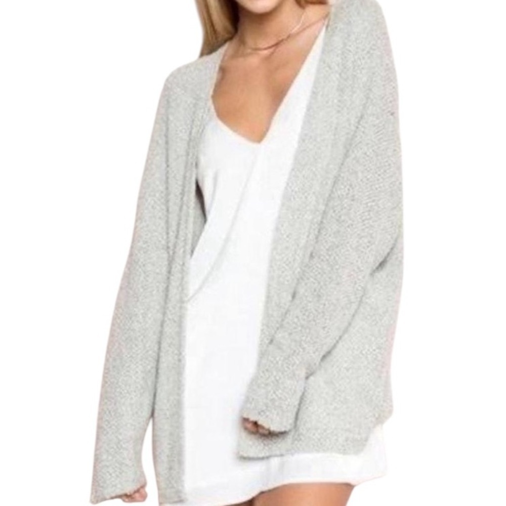 Brandy Melville Gray Marled Knit Cascading Cardigan Size One Size